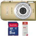 Canon Digital IXUS 210 IS Gold Digital Camera plus Free 8GB Card and Battery