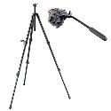 Manfrotto 755XBK MDEVE Black Aluminum Video Tripod and 701HDV Pro Fluid Video Mini Head