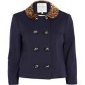 Navy print collar cut off jacket Navy print collar cut off jacket