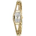 Guess Ladies' Gold-plated Stone-set Semi-bangle Watch