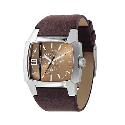 Diesel Men's Brown Leather Strap East West Watch Diesel Men's Brown Leather Strap East West Watch