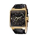 Armani Exchange Men's Gold-Plated Black Strap Watch Armani Exchange Men's Gold-Plated Black Strap Watch