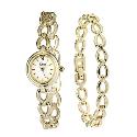 Limit Ladies' Gold-Plated Watch and Bracelet Gift Set Limit Ladies' Gold-Plated Watch and Bracelet Gift Set