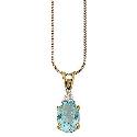 9ct Gold Blue Topaz with Diamond Accent Pendant