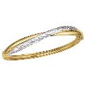 9ct Two Colour Gold Diamond Cut Russian Bangle