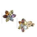 9ct Gold Multi Coloured Semi Precious Stone Flower Earrings 9ct Gold Multi Coloured Semi Precious Stone Flower Earrings