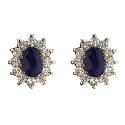 9ct Gold Sapphire & Cubic Zirconia Oval Cluster Earrings 9ct Gold Sapphire & Cubic Zirconia Oval Cluster Earrings