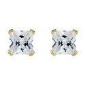 9ct Gold Cubic Zirconia Square Set Stud Earrings