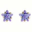 9ct Gold Lavender Cubic Zirconia Star Shaped Stud Earrings