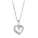 9ct White Gold Cubic Zirconia Open Heart Pendant