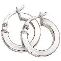 9ct White Gold Small Square Tube Round Creole Earrings 9ct White Gold Small Square Tube Round Creole Earrings