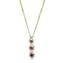 9ct Yellow Gold, Treated Ruby and Diamond Pendant Necklace