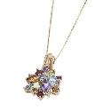 9ct Yellow Gold Multi Coloured Semi Precious  Stone Pendant