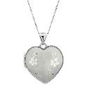 9ct White Gold Diamond Cut Heart Locket