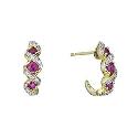9ct Gold Diamond and Treated Ruby Half Hoop Earrings 9ct Gold Diamond and Treated Ruby Half Hoop Earrings