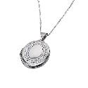 Sterling Silver 18" Crystal Set Locket Sterling Silver 18" Crystal Set Locket