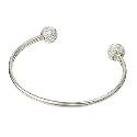 Sterling Silver Crystal Bauble Torque Bangle