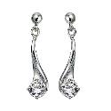 Sterling Silver Cubic Zirconia Comma Drop Earrings
