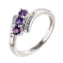 9ct White Gold Three Stone Amethyst and Cubic Zirconia Ring 9ct White Gold Three Stone Amethyst and Cubic Zirconia Ring
