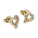 9ct Gold Two Colour Double Heart Stud Earrings 9ct Gold Two Colour Double Heart Stud Earrings