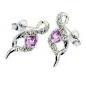 9ct White Gold Diamond and Pink Sapphire Stud Earrings 9ct White Gold Diamond and Pink Sapphire Stud Earrings