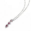 9ct White Gold Diamond and Treated Ruby Three Stone Pendant 9ct White Gold Diamond and Treated Ruby Three Stone Pendant