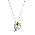 Silver and 9ct Gold Diamond Set Heart Pendant