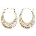 9ct Yellow Gold Oval Crystal Creole earrings