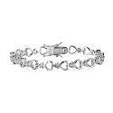 Sterling Silver Cubic Zirconia Set Heart Link Bracelet