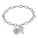 Sterling Silver Cubic Zirconia Padlock Key Charm Bracelet Sterling Silver Cubic Zirconia Padlock Key Charm Bracelet