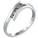 9ct White Gold Blue Topaz and Diamond 5 Stone Eternity Ring