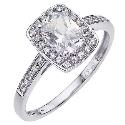 9ct White Gold Emerald Cut Cubic Zirconia Ring 9ct White Gold Emerald Cut Cubic Zirconia Ring