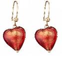 9ct Yellow Gold Red Murano Glass Heart Earrings 9ct Yellow Gold Red Murano Glass Heart Earrings